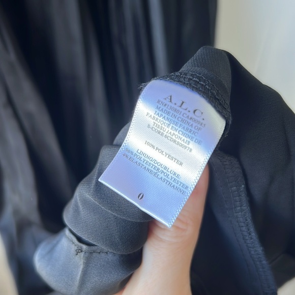 A.L.C. Aries Black Satin Open Back Pleated Formal Evening Dress Maxi Gown NWT - Picture 10 of 12